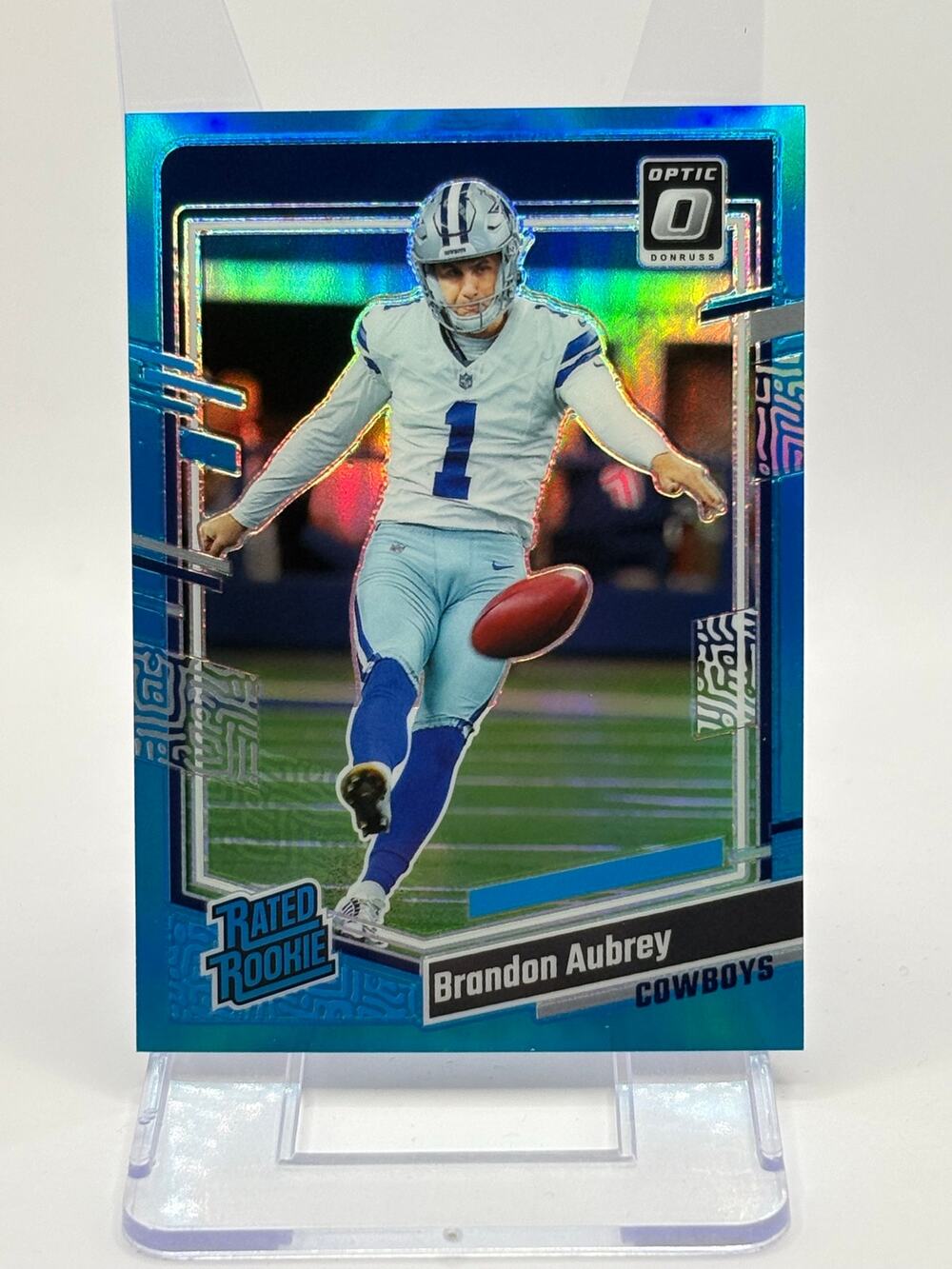 2023 Donruss Optic Brandon Aubrey Rookie Aqua Refractor 166/299 SP Cowboys RC